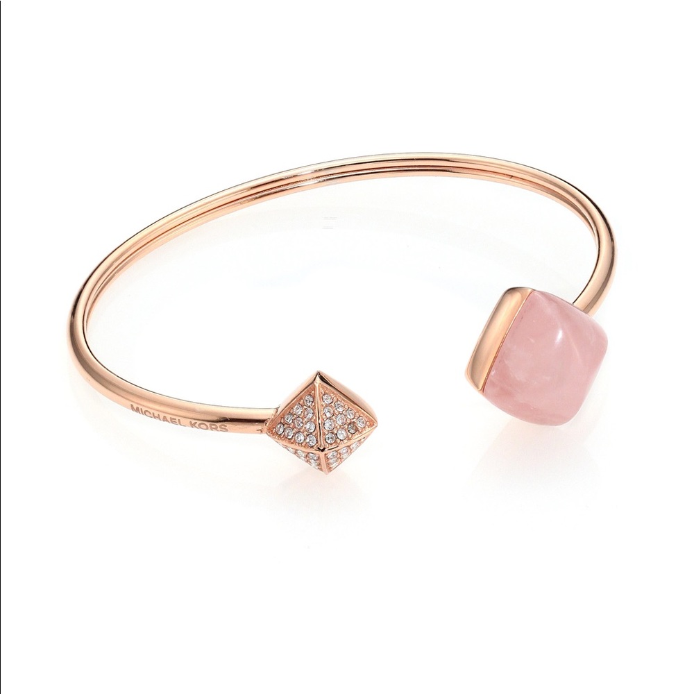 Michael Kors Rose Gold-Tone Rose Quartz Cuff